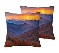 ZDFHKYDY Blue Ridge Parkway Mountains -PrintImitation Linen Pillowcase Set - Soft And Breathable Covers For Indoor & Outdoor Use, For Sofas, Beds, And Chairs - Set Of 2 Hidden Zipper.24 x24