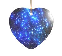 ZDFHKYDY Blue Shining Stars -Print Acrylic Pendant Gold Lanyard Heart Shape Christmas Acrylic Ornaments, Lightweight Reusable,For Weddings, Parties Retail Displays.