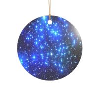 ZDFHKYDY Blue Shining Stars -Print Acrylic Pendant Gold Lanyard Round Shape Christmas Acrylic Ornaments, Lightweight Reusable,For Weddings, Parties Retail Displays.