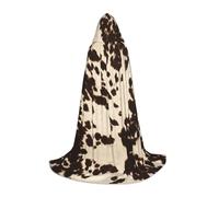 ZDFHKYDY Brown Cowhide -Print Adjustable Teen Cloak - Youth Cape For Festivals & Stage, Lightweight Hooded Wear S