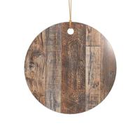 ZDFHKYDY Brown Wooden -Print Acrylic Pendant Gold Lanyard Round Shape Christmas Acrylic Ornaments, Lightweight Reusable,For Weddings, Parties Retail Displays.