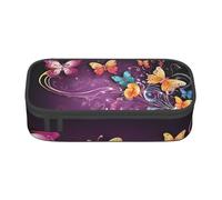 ZDFHKYDY Butterflies Large Capacity Pencil Pen Case Portable Stationery Pouch Holder Box Organizer Makeup Cosmetic Bag Office College Storage Bag Supplies for Work School Travel 21x9.5x5 cm