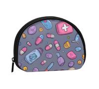 ZDFHKYDY Cartoon Medicine Pattern Personalized Coin Purse Fashionable Zipper mini Coins Wallet Change Shell Storage Bag for Women Men