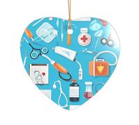 ZDFHKYDY Cartoon medicine pattern -Print Acrylic Pendant Gold Lanyard Heart Shape Christmas Acrylic Ornaments, Lightweight Reusable,For Weddings, Parties Retail Displays.