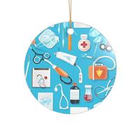 ZDFHKYDY Cartoon medicine pattern -Print Acrylic Pendant Gold Lanyard Round Shape Christmas Acrylic Ornaments, Lightweight Reusable,For Weddings, Parties Retail Displays.