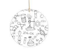 ZDFHKYDY Chemistry Print -Print Acrylic Pendant Gold Lanyard Round Shape Christmas Acrylic Ornaments, Lightweight Reusable,For Weddings, Parties Retail Displays.