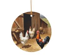 ZDFHKYDY Chicken And Rooster Print -Print Custom Round Aluminum Pendants - Double-Sided Print, Pre-Drilled Hole For Crafting & Events.
