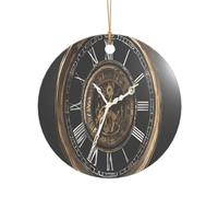 ZDFHKYDY Clock Gear -Print Acrylic Pendant Gold Lanyard Round Shape Christmas Acrylic Ornaments, Lightweight Reusable,For Weddings, Parties Retail Displays.