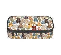 ZDFHKYDY Colorful Bears Large Capacity Pencil Pen Case Portable Stationery Pouch Holder Box Organizer Makeup Cosmetic Bag Office College Storage Bag Supplies for Work School Travel 21x9.5x5 cm