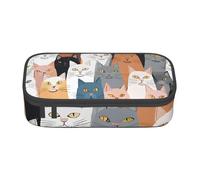 ZDFHKYDY Colorful Cartoon Cats Large Capacity Pencil Pen Case Portable Stationery Pouch Holder Box Organizer Makeup Cosmetic Bag Office College Storage Bag Supplies for Work School Travel 21x9.5x5 cm
