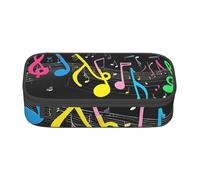 ZDFHKYDY Colorful Musical Note Large Capacity Pencil Pen Case Portable Stationery Pouch Holder Box Organizer Makeup Cosmetic Bag Office College Storage Bag Supplies for Work School Travel 21x9.5x5 cm