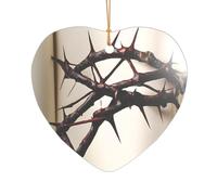 ZDFHKYDY Crown of thorns -Print Acrylic Pendant Gold Lanyard Heart Shape Christmas Acrylic Ornaments, Lightweight Reusable,For Weddings, Parties Retail Displays.