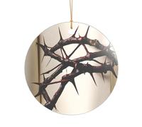 ZDFHKYDY Crown of thorns -Print Acrylic Pendant Gold Lanyard Round Shape Christmas Acrylic Ornaments, Lightweight Reusable,For Weddings, Parties Retail Displays.