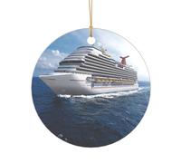 ZDFHKYDY Cruise Ship -Print Acrylic Pendant Gold Lanyard Round Shape Christmas Acrylic Ornaments, Lightweight Reusable,For Weddings, Parties Retail Displays.