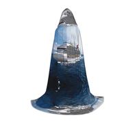 ZDFHKYDY Cruise Ship -Print Adjustable Teen Cloak - Youth Cape For Festivals & Stage, Lightweight Hooded Wear S