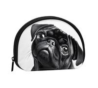 ZDFHKYDY Cute Black Pug Dog Personalized Coin Purse Fashionable Zipper mini Coins Wallet Change Shell Storage Bag for Women Men