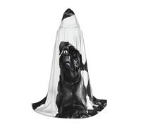 ZDFHKYDY Cute Black Pug Dog -Print Adjustable Teen Cloak - Youth Cape For Festivals & Stage, Lightweight Hooded Wear M