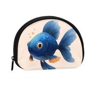 ZDFHKYDY Cute Blue Fish Personalized Coin Purse Fashionable Zipper mini Coins Wallet Change Shell Storage Bag for Women Men