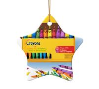 ZDFHKYDY Cute Crayons Box -Print Ceramic Star Shape Shaped Pendant Gold String For Christmas Wedding Decor Gifts