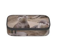 ZDFHKYDY Cute Otter Large Capacity Pencil Pen Case Portable Stationery Pouch Holder Box Organizer Makeup Cosmetic Bag Office College Storage Bag Supplies for Work School Travel 21x9.5x5 cm