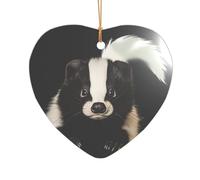 ZDFHKYDY Cute Skunk -Print Acrylic Pendant Gold Lanyard Heart Shape Christmas Acrylic Ornaments, Lightweight Reusable,For Weddings, Parties Retail Displays.