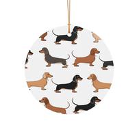 ZDFHKYDY Dachshund Weiner Pet Dogs -Print Custom Round Aluminum Pendants - Double-Sided Print, Pre-Drilled Hole For Crafting & Events.
