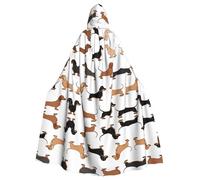 ZDFHKYDY Dachshund Weiner Pet Dogs -Print Halloween Hooded Cloak Adults - Affordable Adult Cape For Role-Playing, Themed Parties And Festivals - Comfortable Fit With Oversized Hood