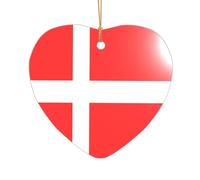 ZDFHKYDY Denmark Danish Flag -Print Acrylic Pendant Gold Lanyard Heart Shape Christmas Acrylic Ornaments, Lightweight Reusable,For Weddings, Parties Retail Displays.