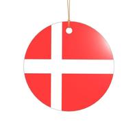 ZDFHKYDY Denmark Danish Flag -Print Acrylic Pendant Gold Lanyard Round Shape Christmas Acrylic Ornaments, Lightweight Reusable,For Weddings, Parties Retail Displays.