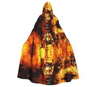 ZDFHKYDY Firefighter Fireman Flame -Print Halloween Hooded Cloak Adults - Affordable Adult Cape For Role-Playing, Themed Parties And Festivals - Comfortable Fit With Oversized Hood