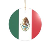 ZDFHKYDY Flag of Mexico -Print Acrylic Pendant Gold Lanyard Round Shape Christmas Acrylic Ornaments, Lightweight Reusable,For Weddings, Parties Retail Displays.