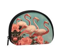 ZDFHKYDY Flamingo Flowers Personalized Coin Purse Fashionable Zipper mini Coins Wallet Change Shell Storage Bag for Women Men