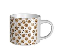 ZDFHKYDY Food Chocolate Chip Biscuits Ceramic Coffee & Tea Mug Large-Capacity Cups with Comfortable Handle for Latte, Tea, Cappuccino, Cocoa Drinks Holiday Christmas Cup Gift 9.5x9.5x8.9 cm