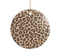 ZDFHKYDY Fun leopard -Print Acrylic Pendant Gold Lanyard Round Shape Christmas Acrylic Ornaments, Lightweight Reusable,For Weddings, Parties Retail Displays.