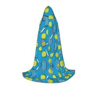 ZDFHKYDY Funny Tennis Racquets and Tennis Balls -Print Adjustable Teen Cloak - Youth Cape For Festivals & Stage, Lightweight Hooded Wear S