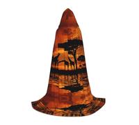 ZDFHKYDY Giraffe under the tree in Africa -Print Adjustable Teen Cloak - Youth Cape For Festivals & Stage, Lightweight Hooded Wear S
