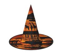 ZDFHKYDY Giraffe under the tree in Africa -Print Full Coverage Halloween Hat - Unique Oxford Cloth Costume Hat For Adults With Eye-Catching Patterns, For Festivals & Themed Parties.