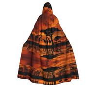 ZDFHKYDY Giraffe under the tree in Africa -Print Halloween Hooded Cloak Adults - Affordable Adult Cape For Role-Playing, Themed Parties And Festivals - Comfortable Fit With Oversized Hood