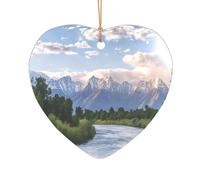 ZDFHKYDY grand teton national park -Print Acrylic Pendant Gold Lanyard Heart Shape Christmas Acrylic Ornaments, Lightweight Reusable,For Weddings, Parties Retail Displays.