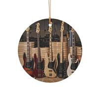 ZDFHKYDY Guitar Bass Music Musical Instruments -Print Custom Round Aluminum Pendants - Double-Sided Print, Pre-Drilled Hole For Crafting & Events.