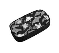 ZDFHKYDY Halloween Bats Grey Zipper Pencil Case Pouch Pen Box Large Capacity Storage Bag for Office & Travel Multi-Compartment Stationery Organizer Holder Gift for Women Men 21x10.5x5 cm