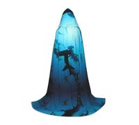 ZDFHKYDY Hammerhead Sharks -Print Adjustable Teen Cloak - Youth Cape For Festivals & Stage, Lightweight Hooded Wear S