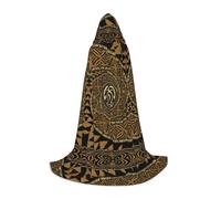 ZDFHKYDY Hawaiian Tapa Honu Turtle -Print Adjustable Teen Cloak - Youth Cape For Festivals & Stage, Lightweight Hooded Wear L