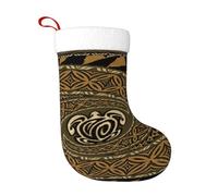 ZDFHKYDY Hawaiian Tapa Honu Turtle -Print Double-Sided Christmas Stocking, Plush & Flannel Luxury Decor For Fireplace Mantle, Family Matching.