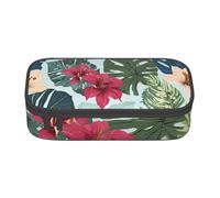 ZDFHKYDY hojas tropicales y Flores Large Capacity Office Pencil Case for Adults, Portable Stationery Pouch for Pens, Markers, and Supplies - 21x9.5x5 cm