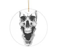 ZDFHKYDY Horror Skull -Print Acrylic Pendant Gold Lanyard Round Shape Christmas Acrylic Ornaments, Lightweight Reusable,For Weddings, Parties Retail Displays.