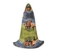 ZDFHKYDY Horses -Print Adjustable Teen Cloak - Youth Cape For Festivals & Stage, Lightweight Hooded Wear M