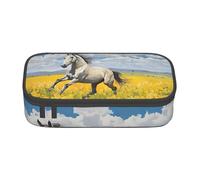 ZDFHKYDY Horses Running Art Large Capacity Pencil Pen Case Portable Stationery Pouch Holder Box Organizer Makeup Cosmetic Bag Office College Storage Bag Supplies for Work School Travel 21x9.5x5 cm