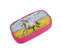ZDFHKYDY Horses Running Art Zipper Pencil Case Pouch Pen Box Large Capacity Storage Bag for Office & Travel Multi-Compartment Stationery Organizer Holder Gift for Women Men 21x10.5x5 cm