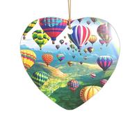 ZDFHKYDY Hot Air Balloons -Print Acrylic Pendant Gold Lanyard Heart Shape Christmas Acrylic Ornaments, Lightweight Reusable,For Weddings, Parties Retail Displays.